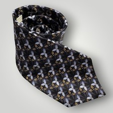 JOHN NORDSTROM Silk Tie Necktie Black/Blue Floral Geometric Necktie 100 Silk