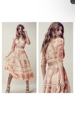 For Love and Lemons Barcelona Crop Top Midi Skirt Set Size Small S