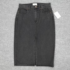 Universal Thread Skirt Womens 6 Black Denim Stretch High Rise Midi Pencil