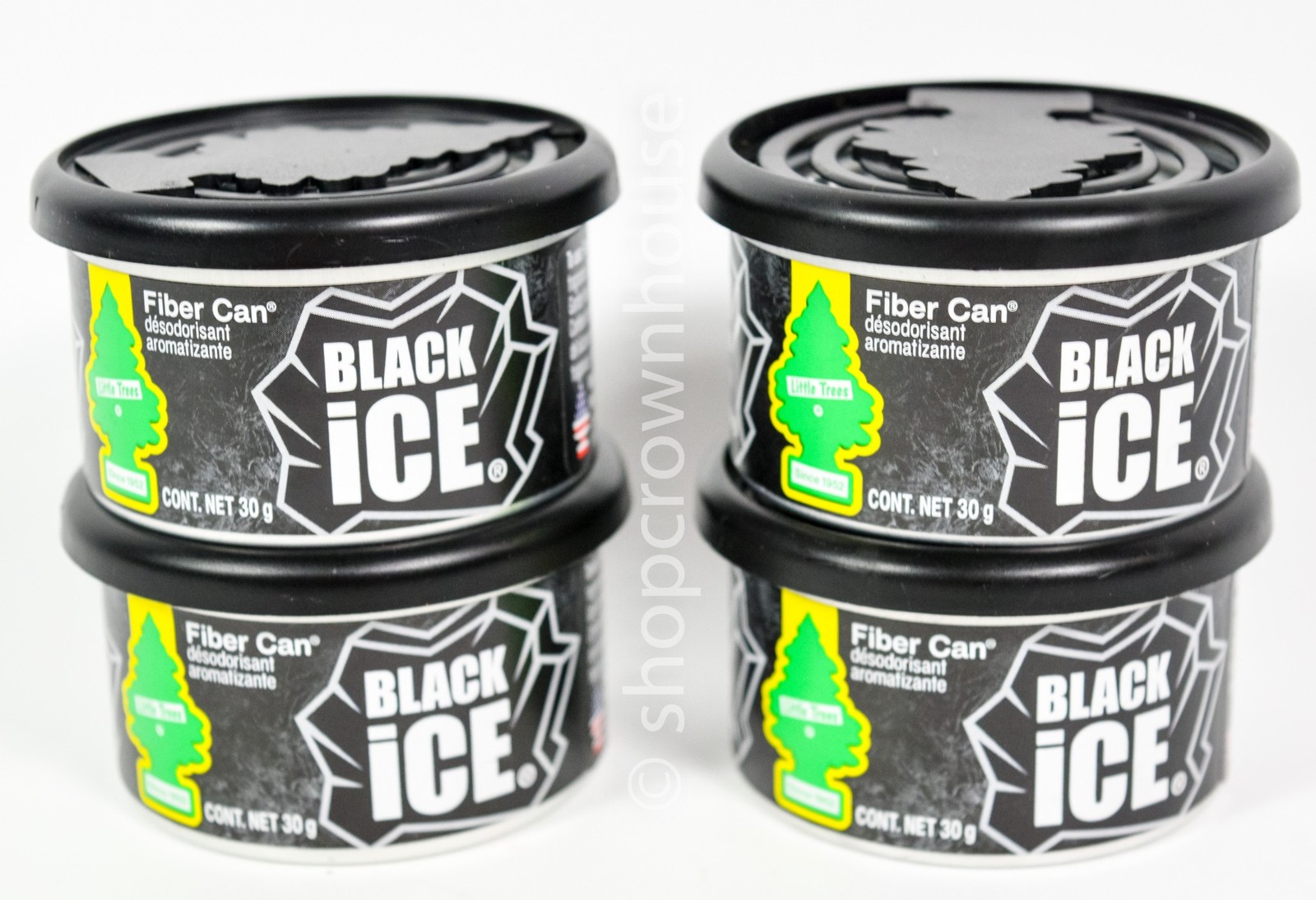 4 Little Trees Fiber Can Car Air Freshener BLACK ICE 1.05 oz up to 60 days