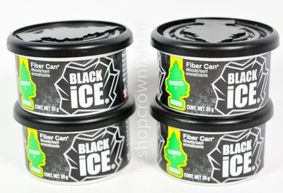 4 Little Trees Fiber Can Car Air Freshener BLACK ICE 1.05 oz up to 60 days