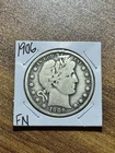 1906 P Barber Silver Half Dollar FN Fine U.S. 50c Coin (Raw14028) (TX)