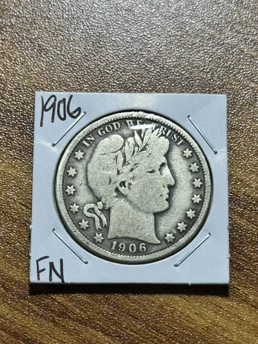 1906 P Barber Silver Half Dollar FN Fine U.S. 50c Coin (Raw14028) (TX)