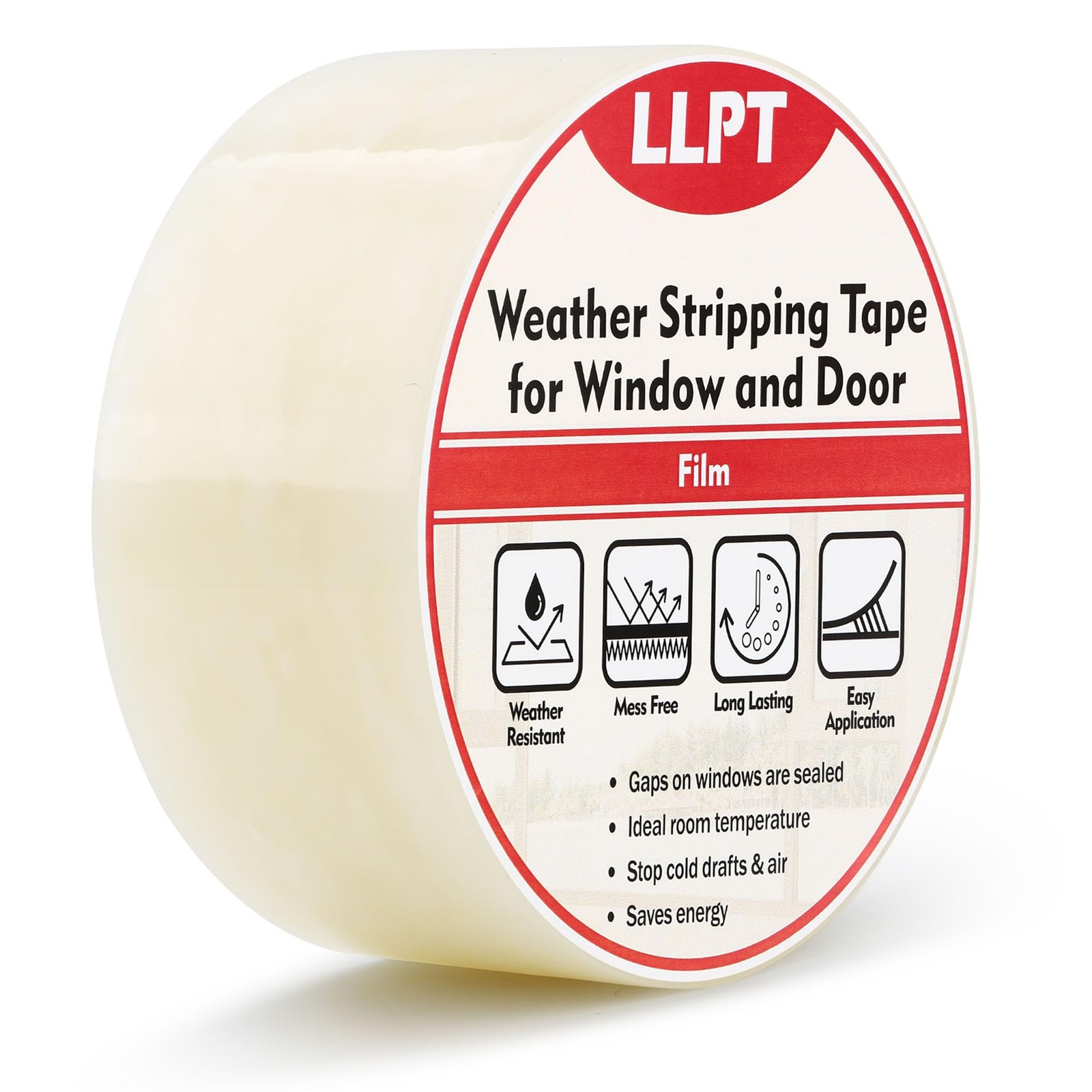 LLPT Window Weather Sealing Tape | 51mm 2” x 108 Ft, Transparent, clear blue