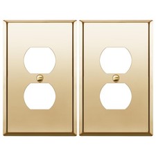LIDER Duplex Receptacle Metal Wall Plate Stainless Steel Outlet Cover 2-Pack