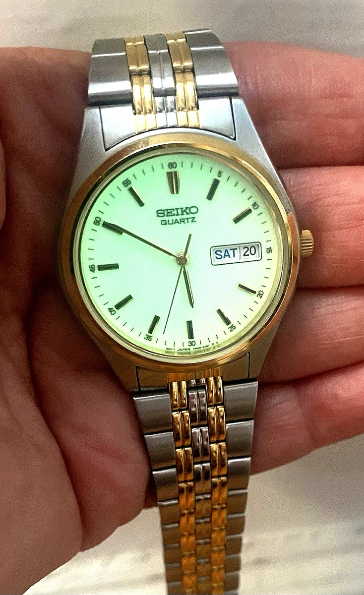 Reloj para hombre Seiko Spirit 7N43-9041 1994 esfera completa día fecha casi como nuevo funcionando
