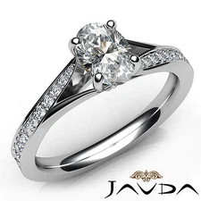 Cathedral Split Shank Pave Oval Diamond Engagement Ring GIA D Color VS1 0.85 Ct