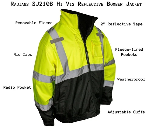 HIGH VISIBILITY WATERPROOF INSULATED REFLECTIVE ROAD WORK BOMBER JACKET - 4XLRG image 4