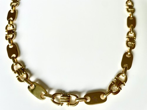 STEIGBÜGEL PLÄTTCHEN KETTE 585 /14 KARAT GOLD 66cm Plattenkette - Bild 4 von 10