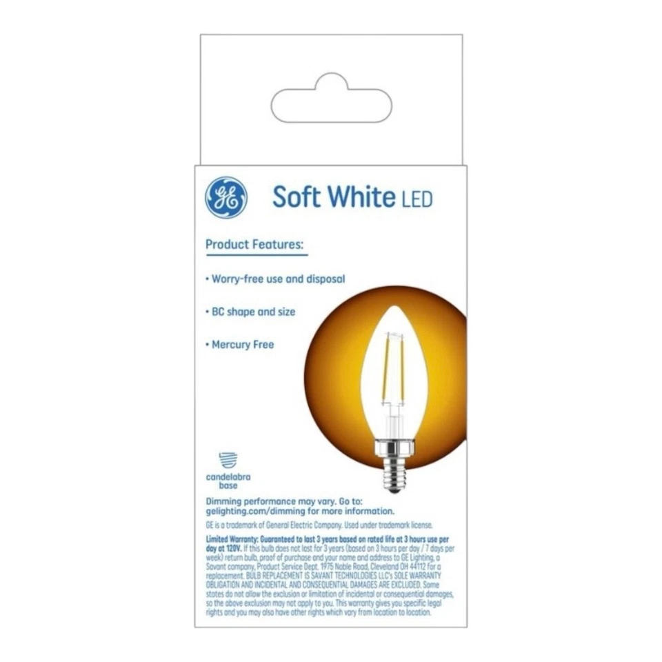 GE Soft White 40W Decorative Candelabra Base LED 2 Light Bulbs E12 Dimmable! - Image 3 of 4