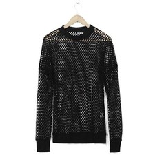 Hombres Manga Larga Red Malla Camiseta Gótica Punk Rocker Elástica Top Blusa Sexy