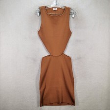 Cotton On Womens Dress Size L Brown Stretch NEW Sexy Cut Out Slim Bodycon Mini
