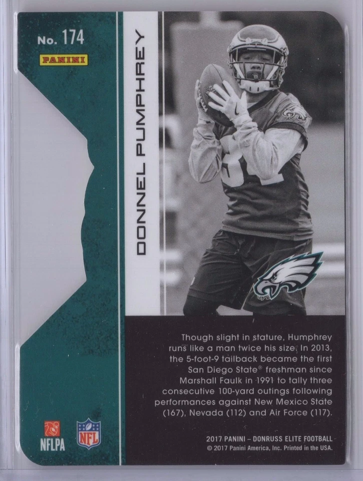 2017 Elite Donruss Donnel Pumphrey Aspirations Die Cut 11/24 - Image 2 of 2
