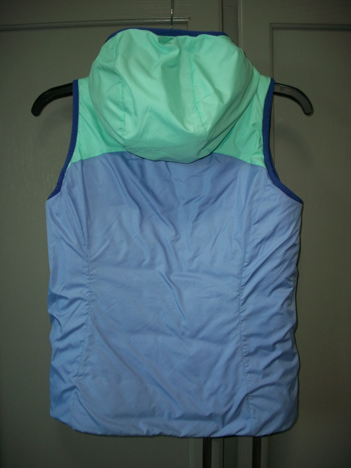 North Face Vest Hooded Zip Reversible GIRLS MED 1012 Blue Teal EUC eBay