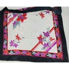 Broadway Leonard Floral Scarf Pink Purple Black Border 34" x 35" Polyester VTG