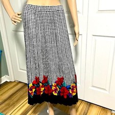 Vintage 80's Silk Skirt Boho vibrant floral design houndstool Size 14