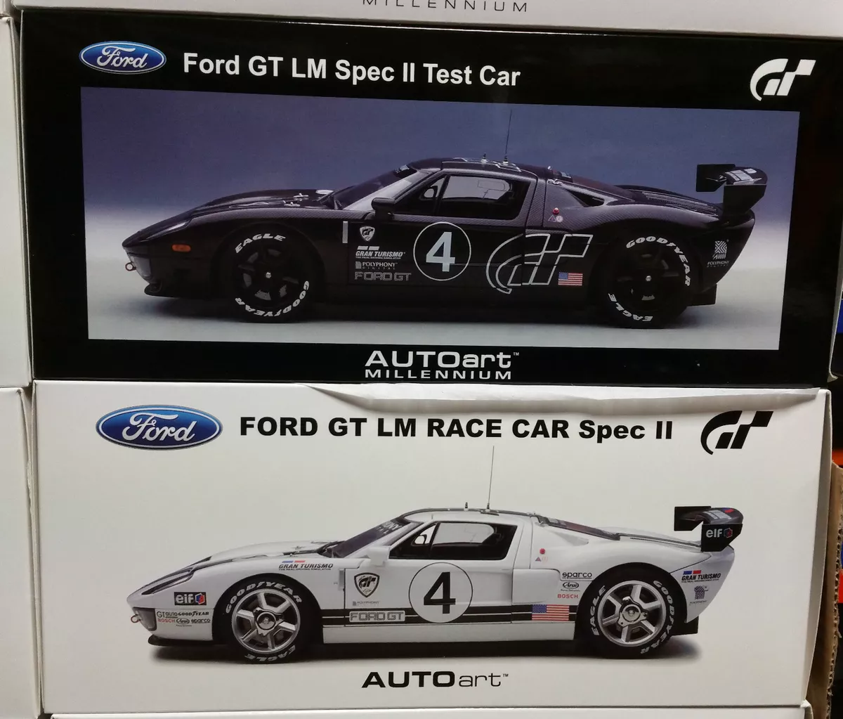 LOT SET OF 2 FORD GT LM RACE CARS SPEC II CARBON FIBER & WHITE