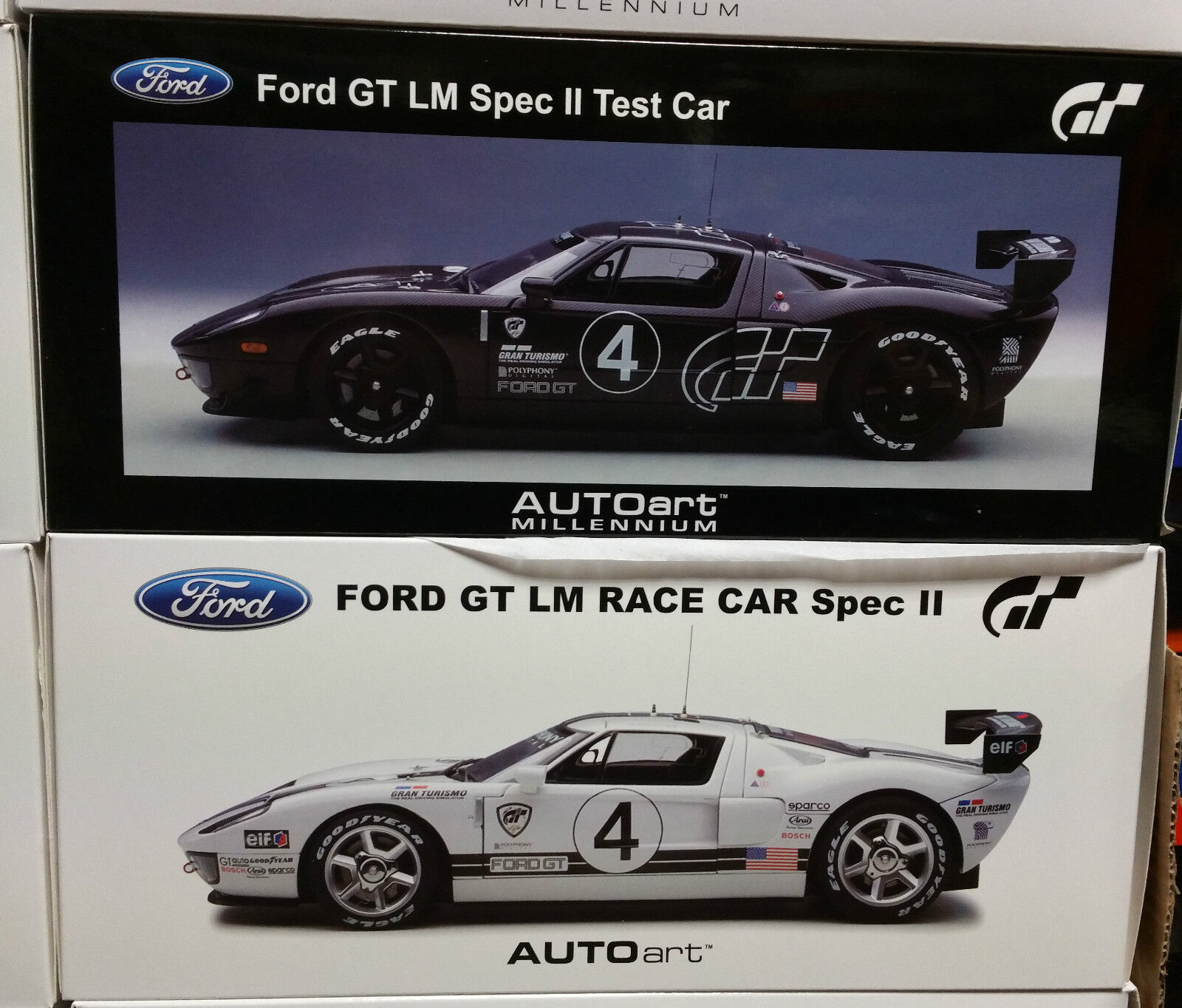 Diecast model cars Ford GT 1/18 Autoart lm spec race car # 4 