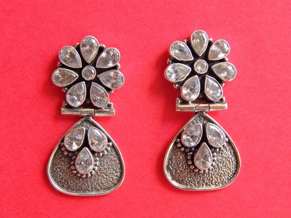 Серьги-гвоздики с цирконием, серебро 925 пробы, свадебные гвоздики, винтажные серьги - Изображение 2 из 4