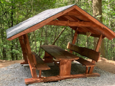 Wanderhütte Sitzgruppe Holz Überdacht Waldschänke Garnitur Incl Lieferung Aufbau
