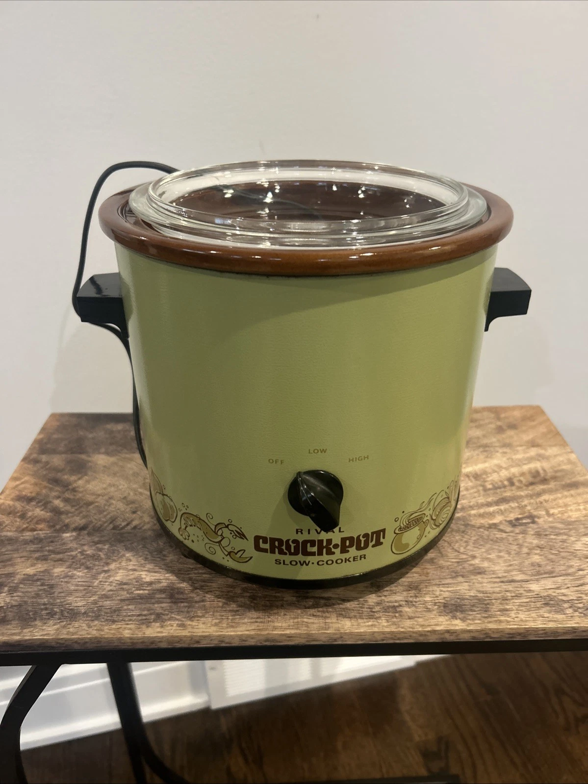 Vintage Rival Crock Pot Slow Cooker Avocado Green 1970s Model 3100/2 Works
