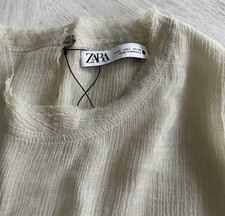 Zara Semi-Sheer Wrinkle Effect Long Sleeve Vi...