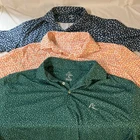 Lot of 3 Rhoback Mens Performance Polo Shirts XL Dinosaurs Peaches Golf AOP FS!