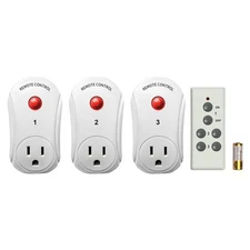 15A 1800W Remote Outlet 100ft RF 3 Outlets 1 Remote+1 Battery Lights Fans