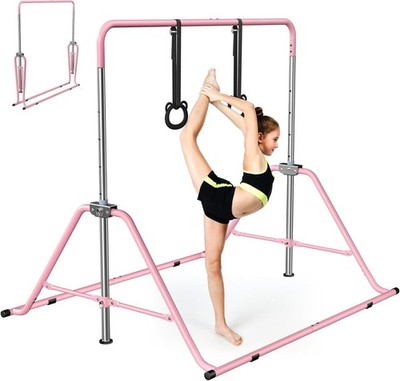 Yornoli verstellbare Kinder Gymnastikstange mit Ring klappbar horizontal Training HSEGA