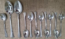 8 Stanley Roberts Rogers Co TRIUMPH Stainless Steel teaspoons + 3 Pc Serving Set