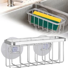 Stainless Steel Sink Organizer with Dual Suction Cups for Kitchen and Bath
