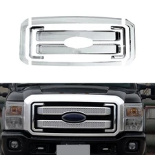 8pcs Chrome Bumper Upper Insert Grille Trim Cover For 11-16 F250/F350/F450/F550