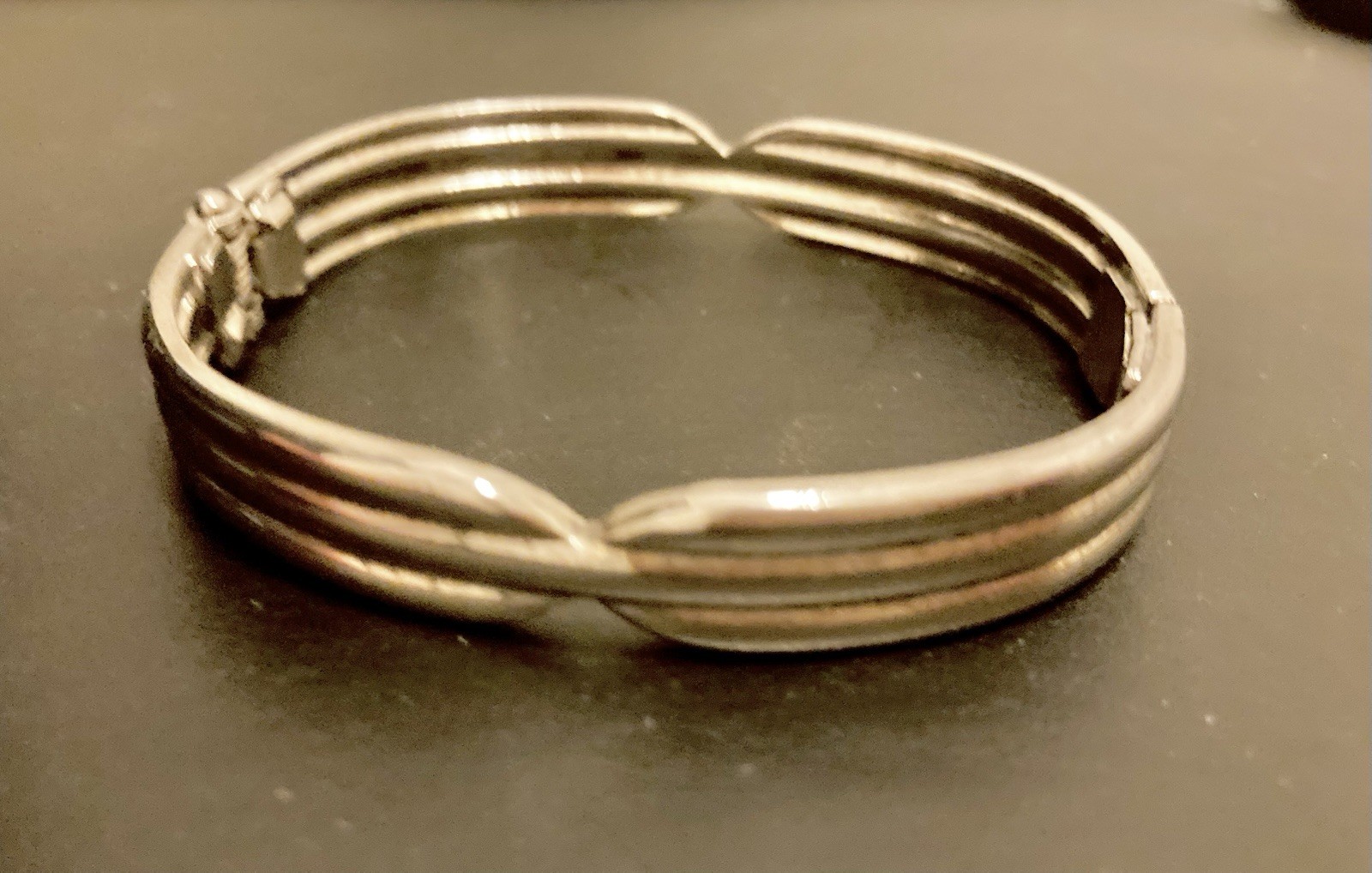 Vintage Silver-Plate Spring Clasp Hinge Bracelet … - image 12