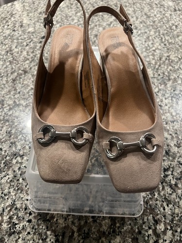 NORDSTROM RACK TAN BLOCK HEEL SLING BACK