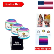 Mandala Troll 3-Skein Yarn Pack with Project Bag - Vibrant Acrylic for Knitti...