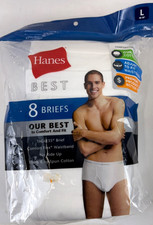 Hanes Best Tagless Briefs for Men, Size L 36-38" , White, 8-Pack