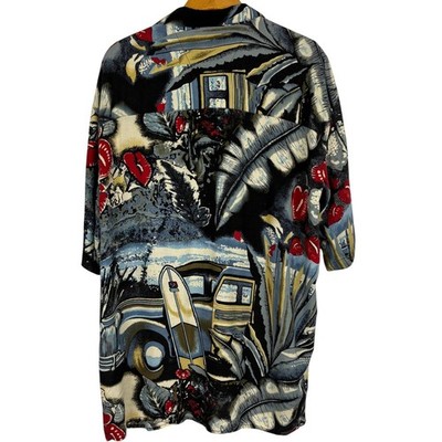 Caribbean Blues Rayon Hawaiian Shirt 2XL Surfboard Car AOP Camp Beach