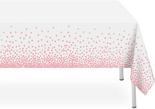 2 Pack White and Pink Dot Tablecloth, Pink Plastic Table Cloths for Parties Disp