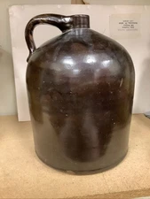 Large 11" Antique Brown Salt Glaze Stoneware Primitive Beehive Whiskey Jug Crock