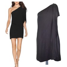 Halston Heritage Dress Black Silk Mini One Shoulder Ruffle Net A Porter Size S