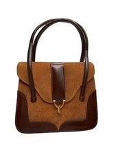 Vintage Suede Brown Two Tone Leather Shoulder Bag