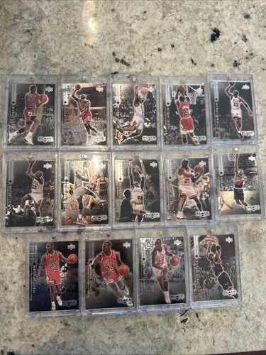 Michael Jordan GOAT Bulls 1999 Upper Deck Black Diamond (14) Card Complete Set