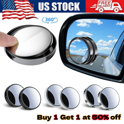 2Pcs Blind Spot Mirror Auto 360° Wide Angle Convex Rear Side View Car Truck SUV