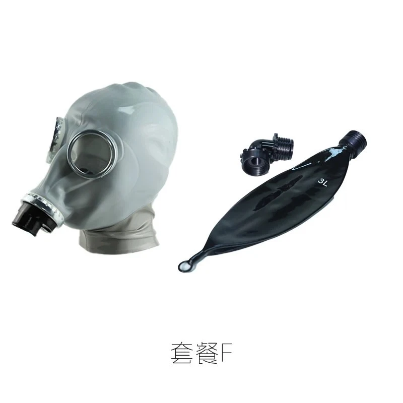 Sliver Rubber Gas mask+L-type adapter+3L Breath Bag (Not latex)