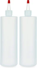BRIGHTFROM Empty Squeeze Bottles 16 OZ, 2 PACK Squirt Containers with Natural 