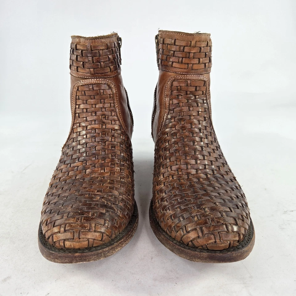 Bota corta Stetson Phoenix punta redonda EE. UU. 8,5 para mujer botines de cuero tejido marrón Foto 2 de 4