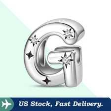 KUNSIR 925 Sterling Silver Letter G Charm For Bracelet Or Necklace Pendant Charm