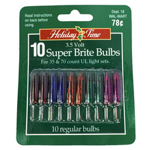 3.5 volt Christmas Light Bulbs Multicolor Mini for 35 70 Light Strings 10 pack