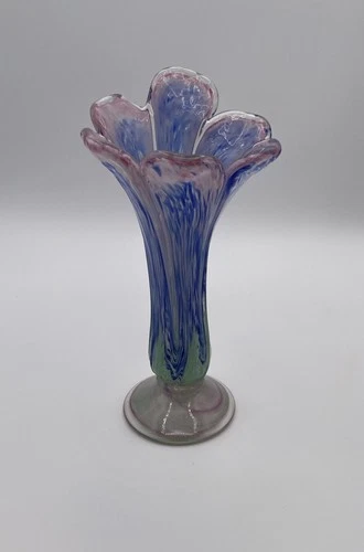 Vintage Hand Blown Murano Style Stretched Art Glass Vase