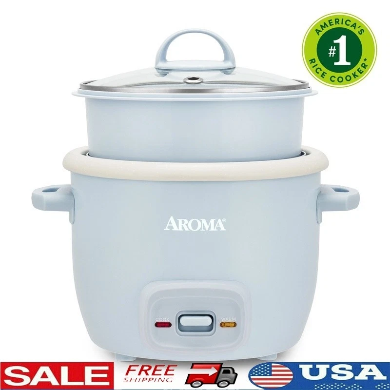 4-Cup Rice Cooker W/ Pop-Up Steamer Automatic Warm Nonstick Ceramic Coating New